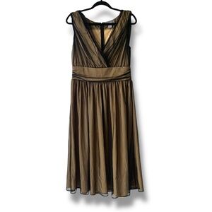 CLIFFORD & WILLS Y2K Sheer Mesh Dress Fairy Tan Black Size 14